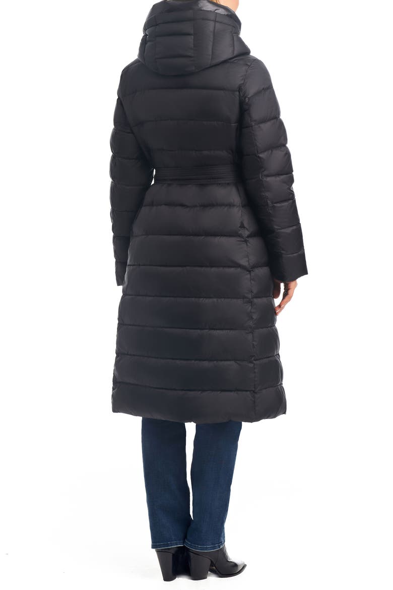 Onion Quilted Recycled Nylon Longline Puffer Jacket, Alternate, color, BLACK