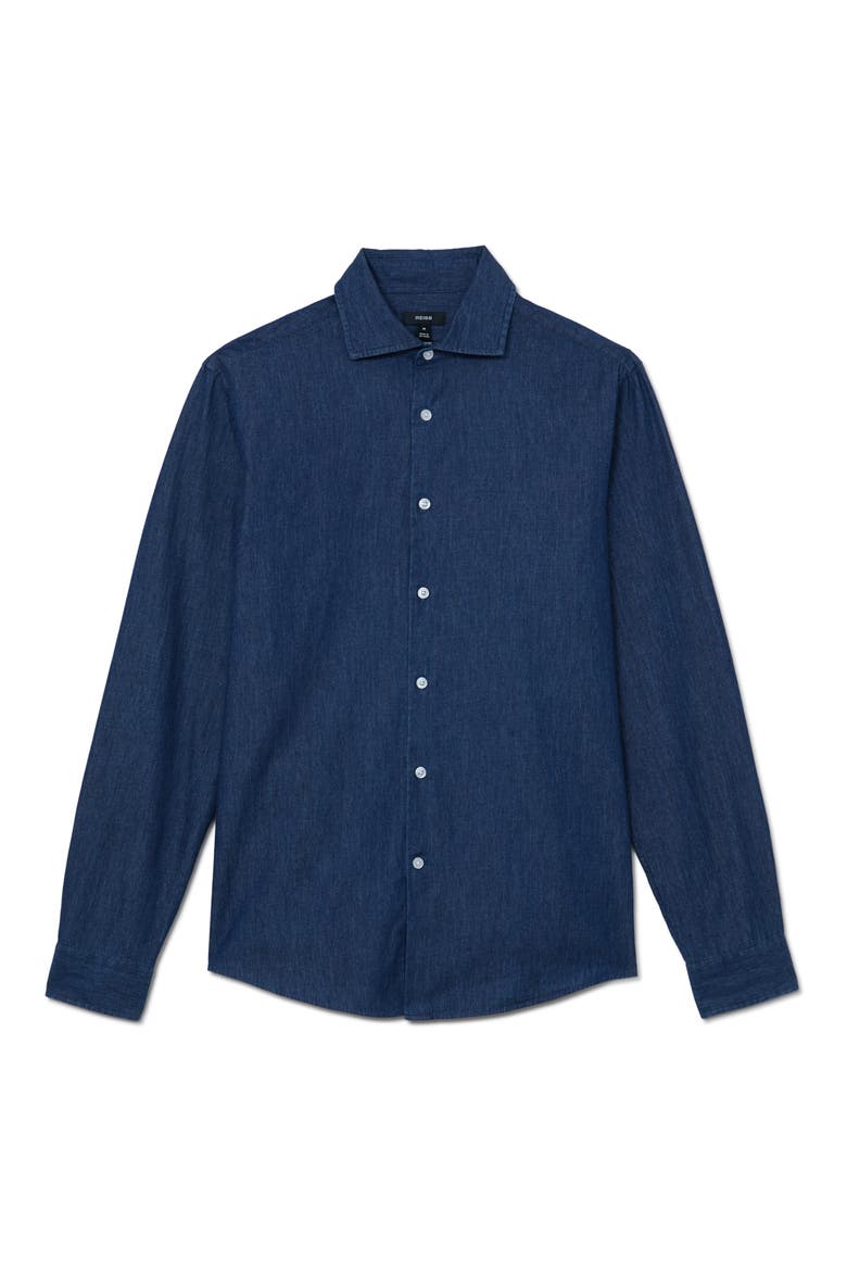 Don Long Sleeve Cotton Shirt, Alternate, color, DARK BLUE WASH