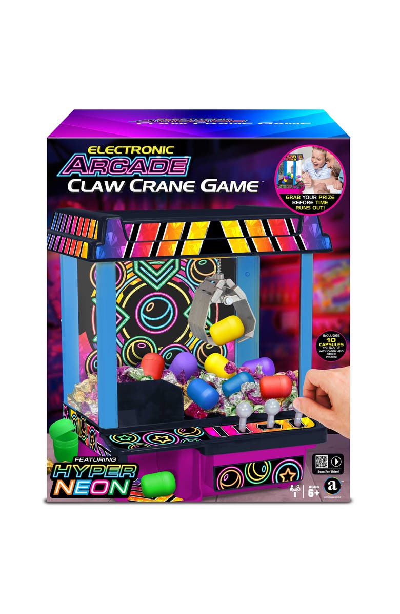 Ambassador Games Electronic Arcade Claw Crane Game, Main, color, Multicolored