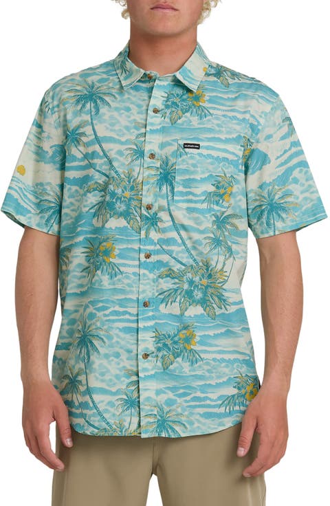 Sundown Classic Short Sleeve Stretch Cotton Button-Up Shirt