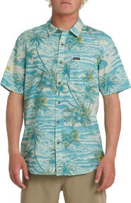 Quiksilver Sundown Classic Short Sleeve Stretch Cotton Button-Up Shirt