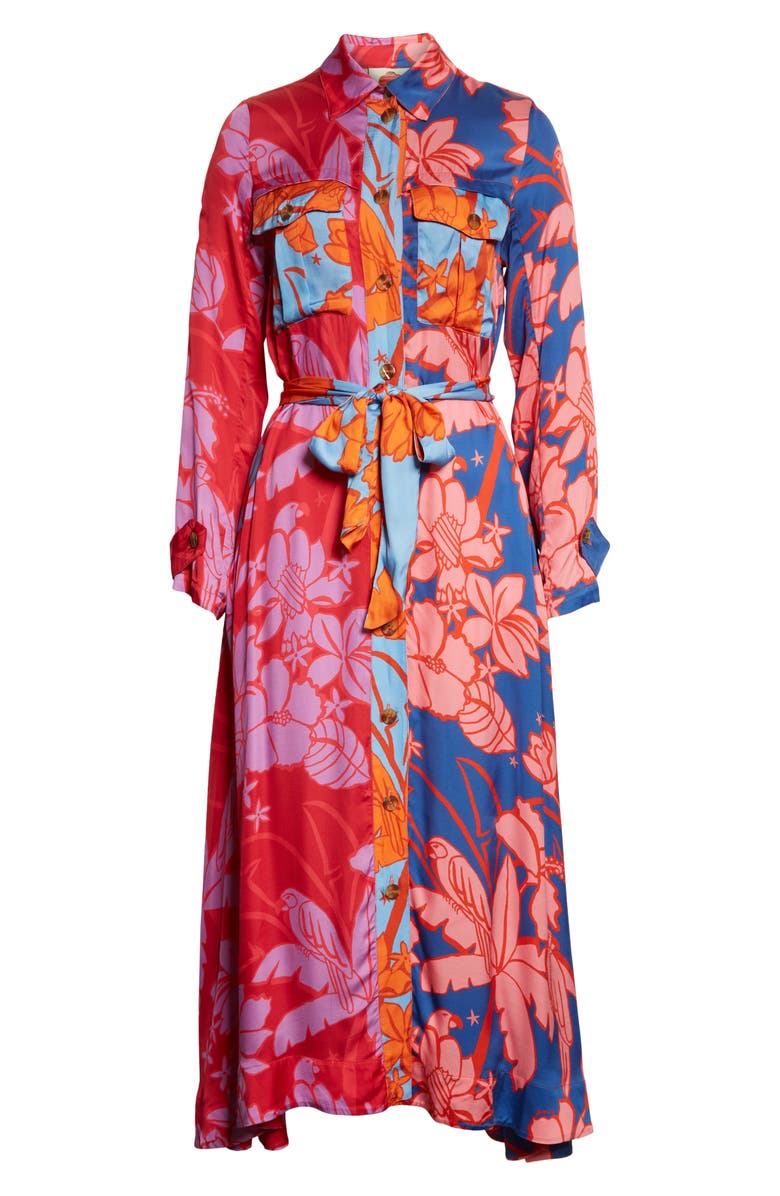 FARM Rio Floral Print Tie Waist Long Sleeve Midi Dress | Nordstromrack