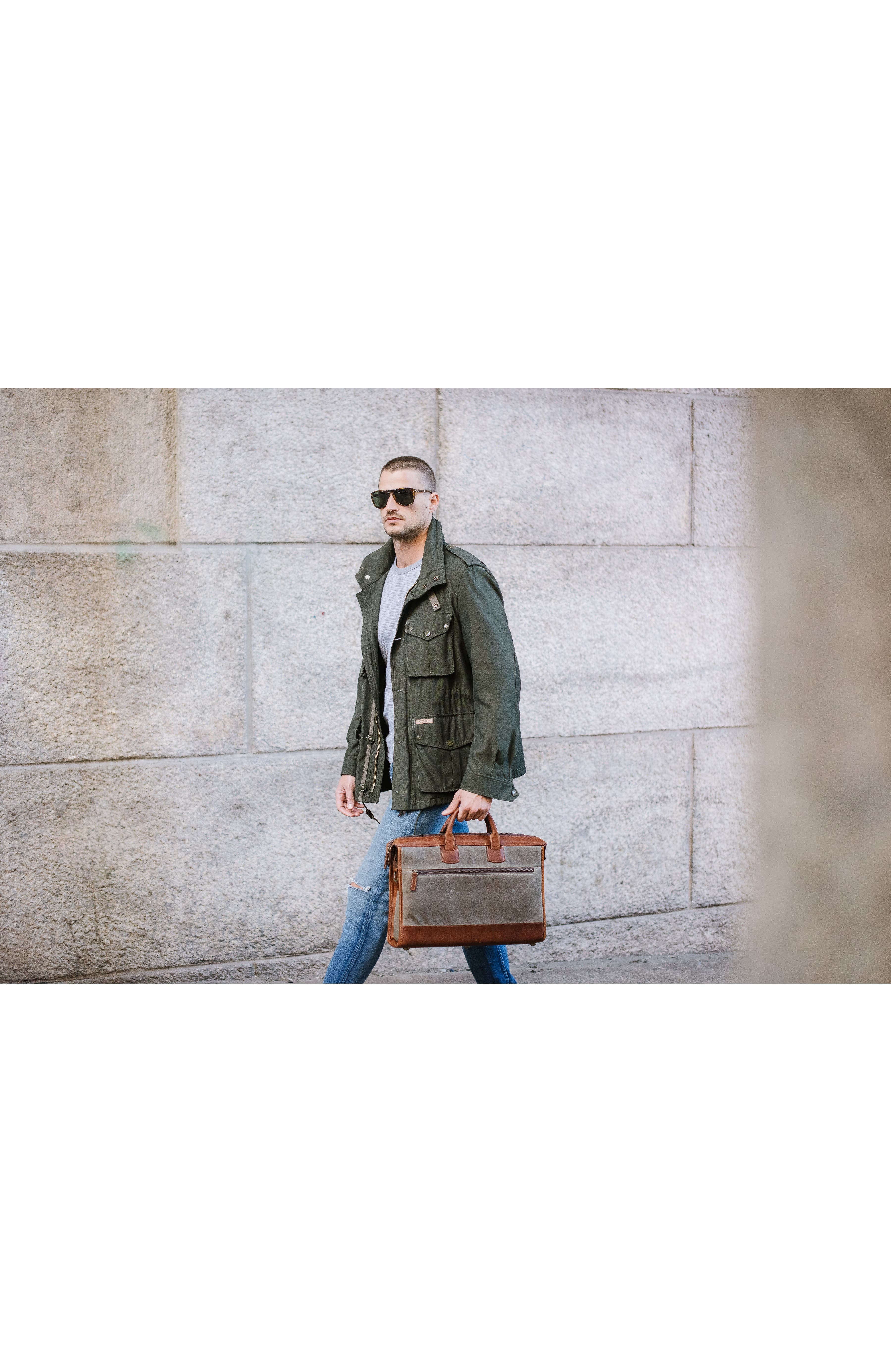 Sawyer Slim Waxed Canvas Briefcase, Alternate, color, Olive
