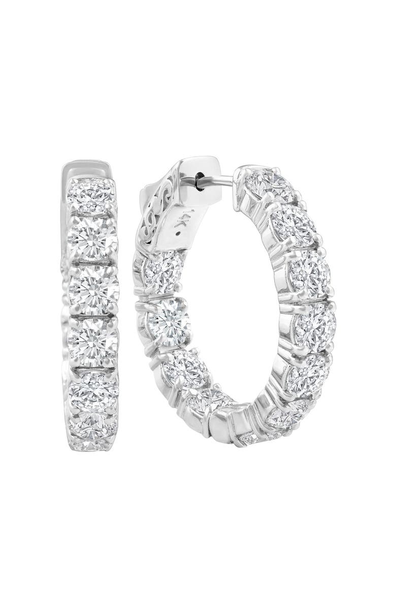 Bliss Diamond 4 1/2 Ct Diamond Inside Outside Hoops W/ Vault Lock 14k Gold Lab Grown, Main, color, 14K White Gold