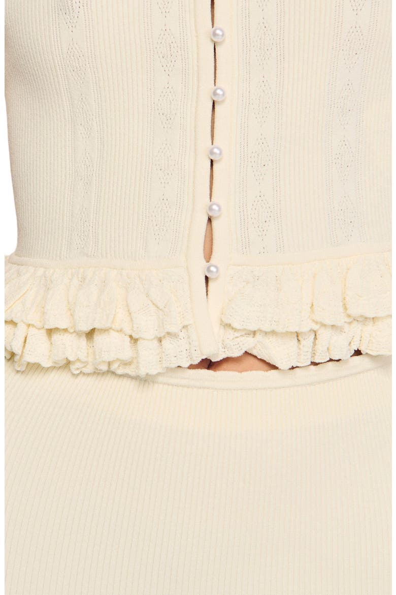Ruffled knit cardigan, Alternate, color, Ecru