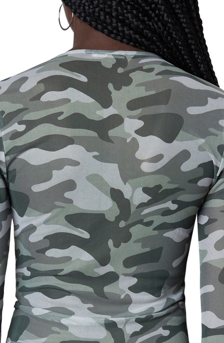 Nia Keyhole Mesh Long Sleeve Top, Alternate, color, Olive