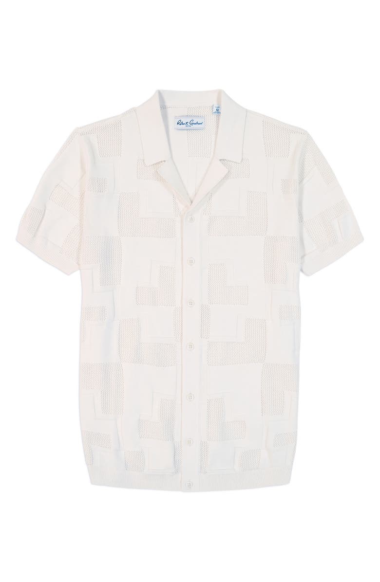 Robert Graham Drayford Short Sleeve Sweater, Alternate, color, Off White