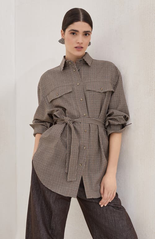 Brunello Cucinelli Checked Virgin Wool Overshirt In Brown