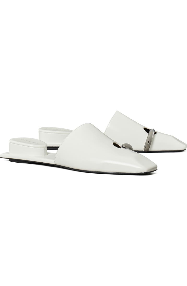 Tory Burch Pierced Mule, Main, color, Bianco / Silver