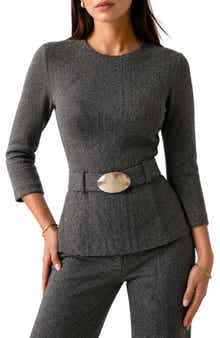 Stef Belted Three-Quarter Sleeve Top