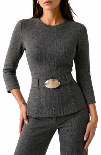 Stef Belted Three-Quarter Sleeve Top