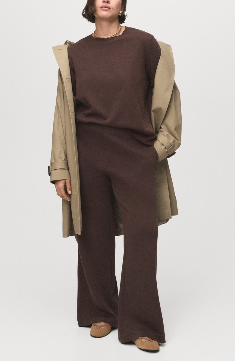 MANGO Boxy Cotton Blend T-Shirt, Alternate, color, Brown