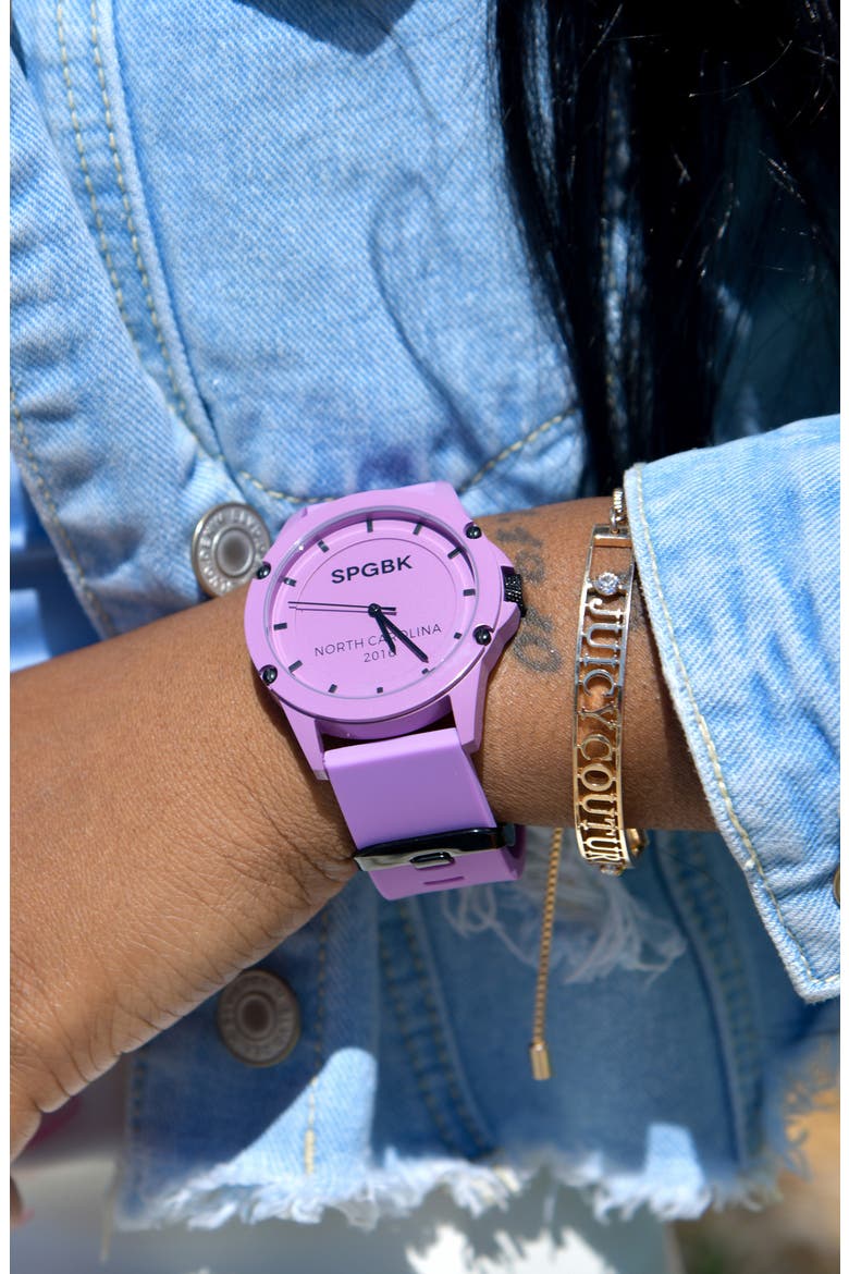 Seabrook Silicone Strap Watch, 44mm, Alternate, color, LAVENDER