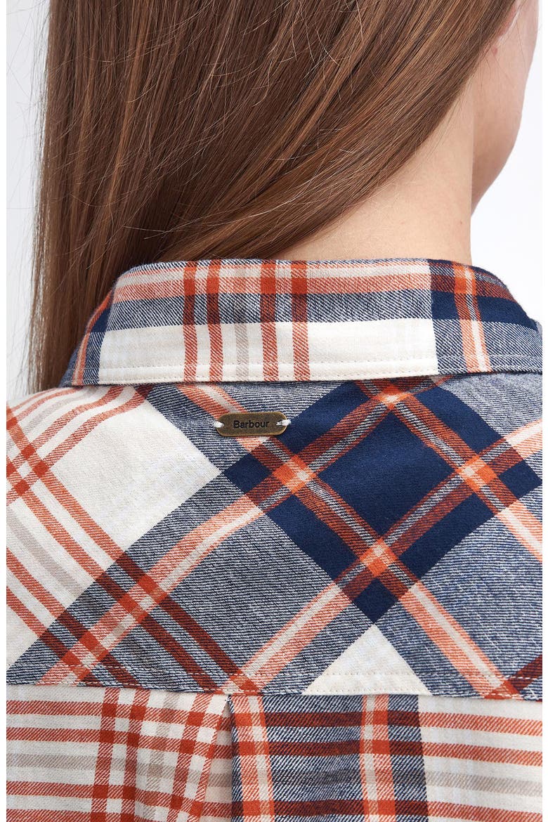 Pendula Check Cotton Button-Up Shirt, Alternate, color, CLOUD WHITE/ SPICED PUMPKIN