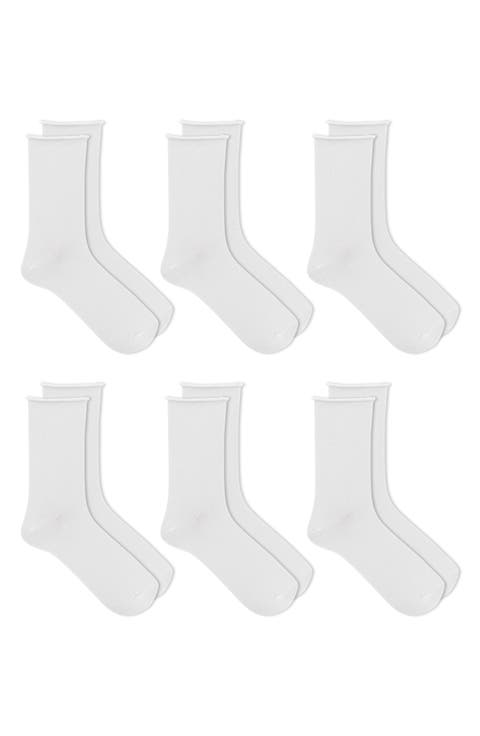 6-Pack Relaxed Roll Top Socks
