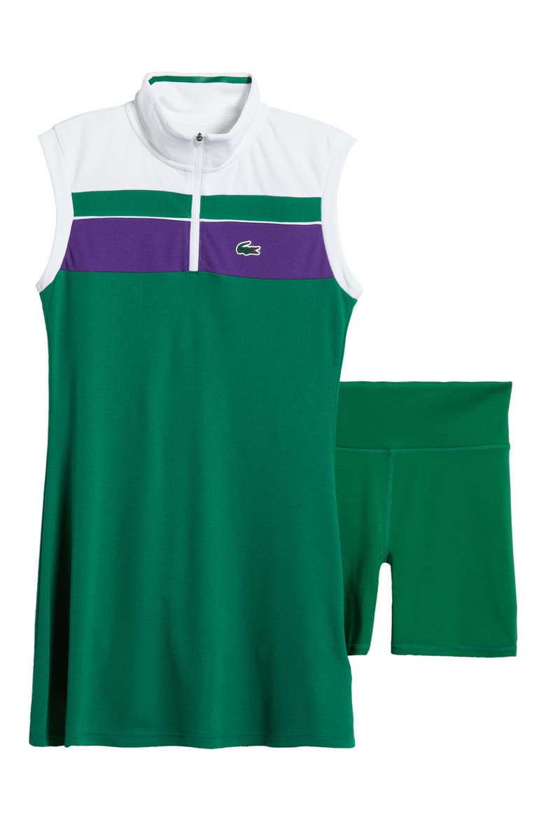 x BANDIER Quarter Zip Performance Sport Dress & Shorts Set, Alternate, color, IYI ROQUETTE/ BLANC-ACAI