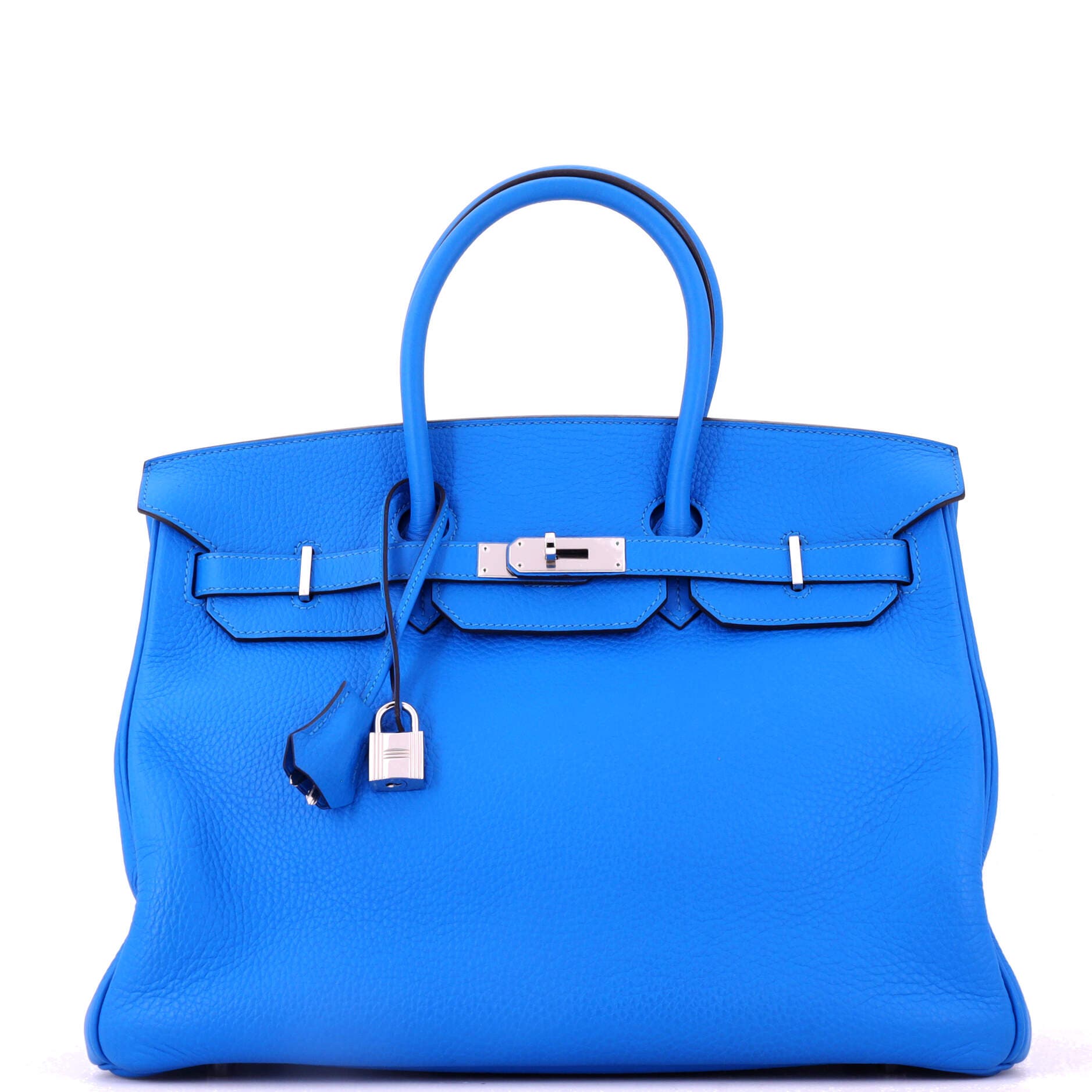 Birkin Handbag Blue Clemence with Palladium Hardware 35, Main, color, Blue