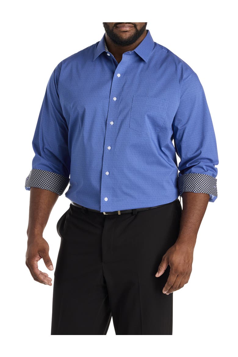 Big & Tall Geometric Performance Dress Shirt, Alternate, color, BLUE