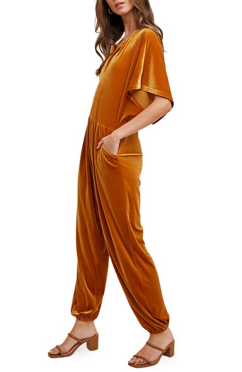 Shop Wishlist Dolman Sleeve Velour Jumpsuit In Gold