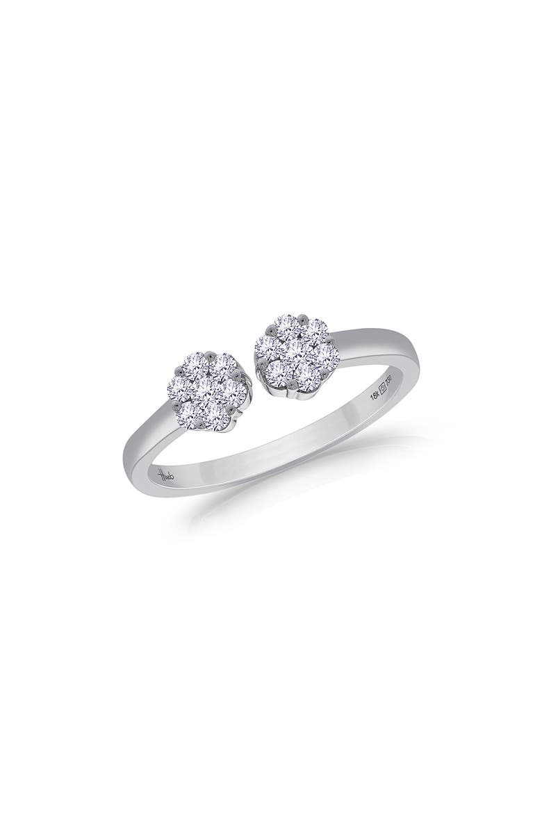 Diamond Flower Open Band Ring, Main, color, WHITE GOLD