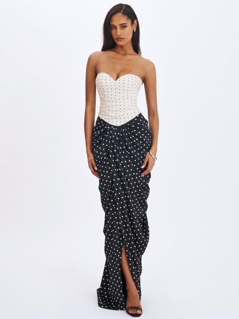 Tamryn Polka Dot Sweetheart Maxi Dress