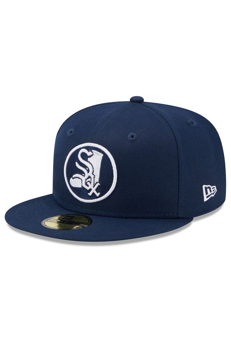 Men's New Era Navy Chicago White Sox Cooperstown Collection Oceanside Green Undervisor 59FIFTY Fitted Hat, Main, color, Navy