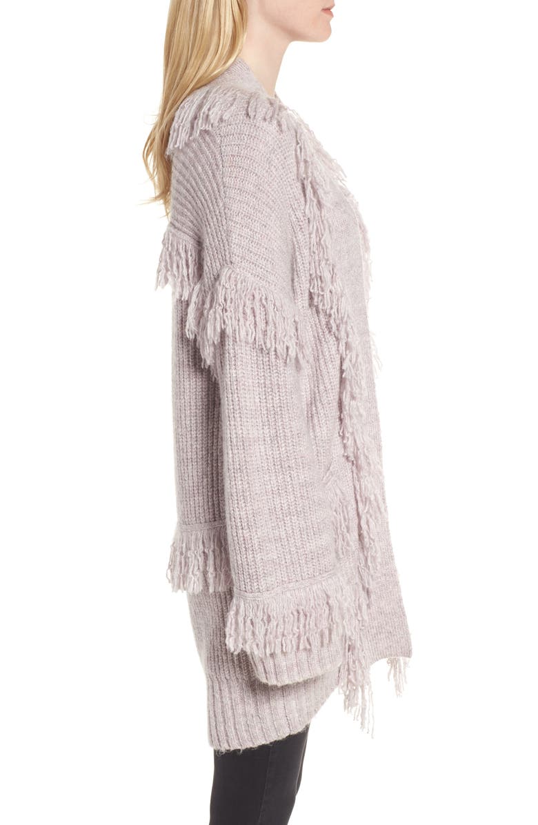 Rebecca Minkoff Berea Fringe Cardigan Sweater, Alternate, color, 