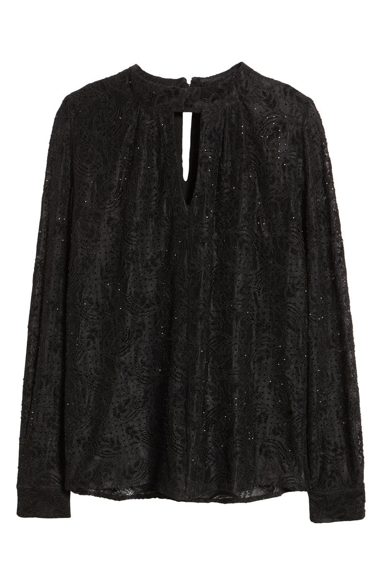 Elie Tahari Andi Burnout Velvet Lace, Alternate, color, Noir Black