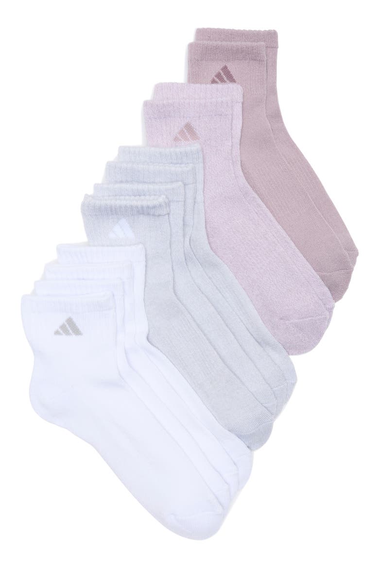 6-Pack Athletic Cushioned Crew Socks, Main, color, FIG PURPLE/ CLEAR GREY/ WHITE