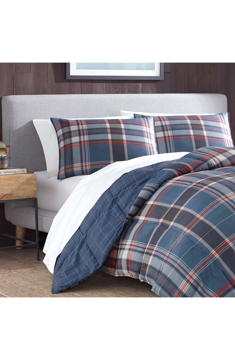 Eddie Bauer Shasta Lake Navy Micro Suede Comforter Set, Alternate, color, Navy