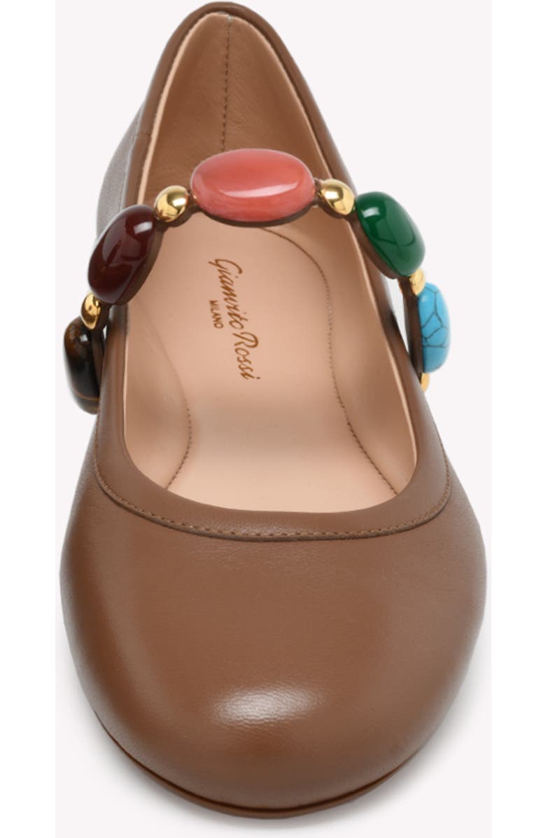 Gianvito Rossi Shanti Mary Jane Ballerina, Alternate, color, Brown Leather