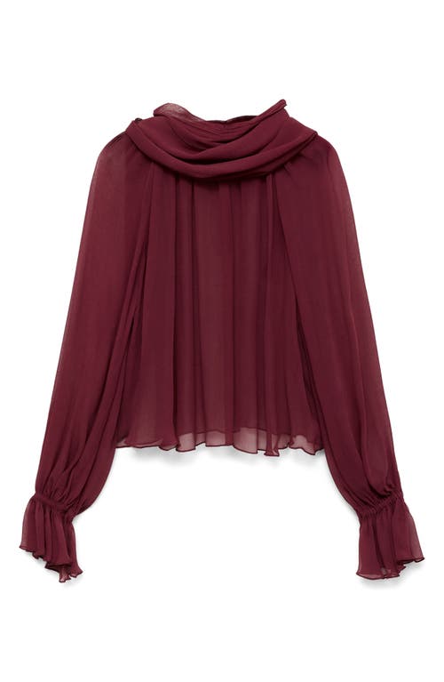 Mango Semisheer Top In Burgundy