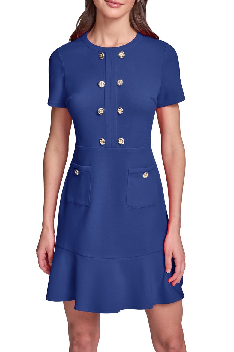 Scuba Crepe A-Line Dress, Alternate, color, MARITIME