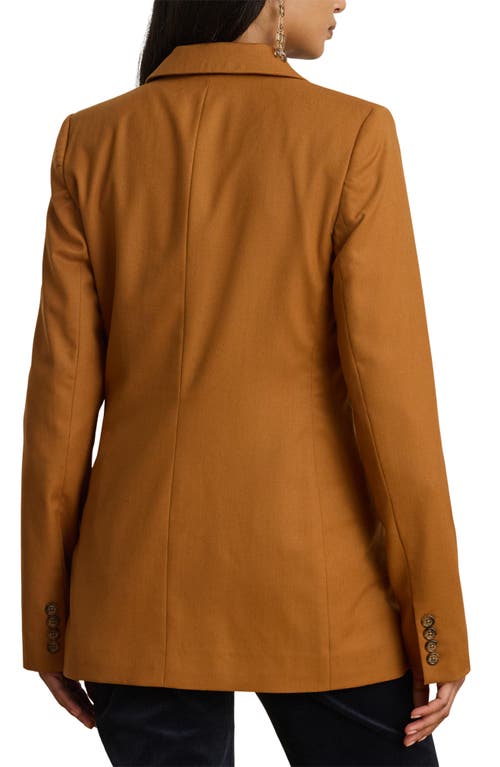 Ralph Lauren Double-breasted Wool Twill Blazer In Brown