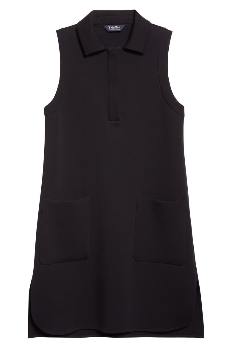Saggina Double Face Jersey Polo Dress, Alternate, color, BLACK