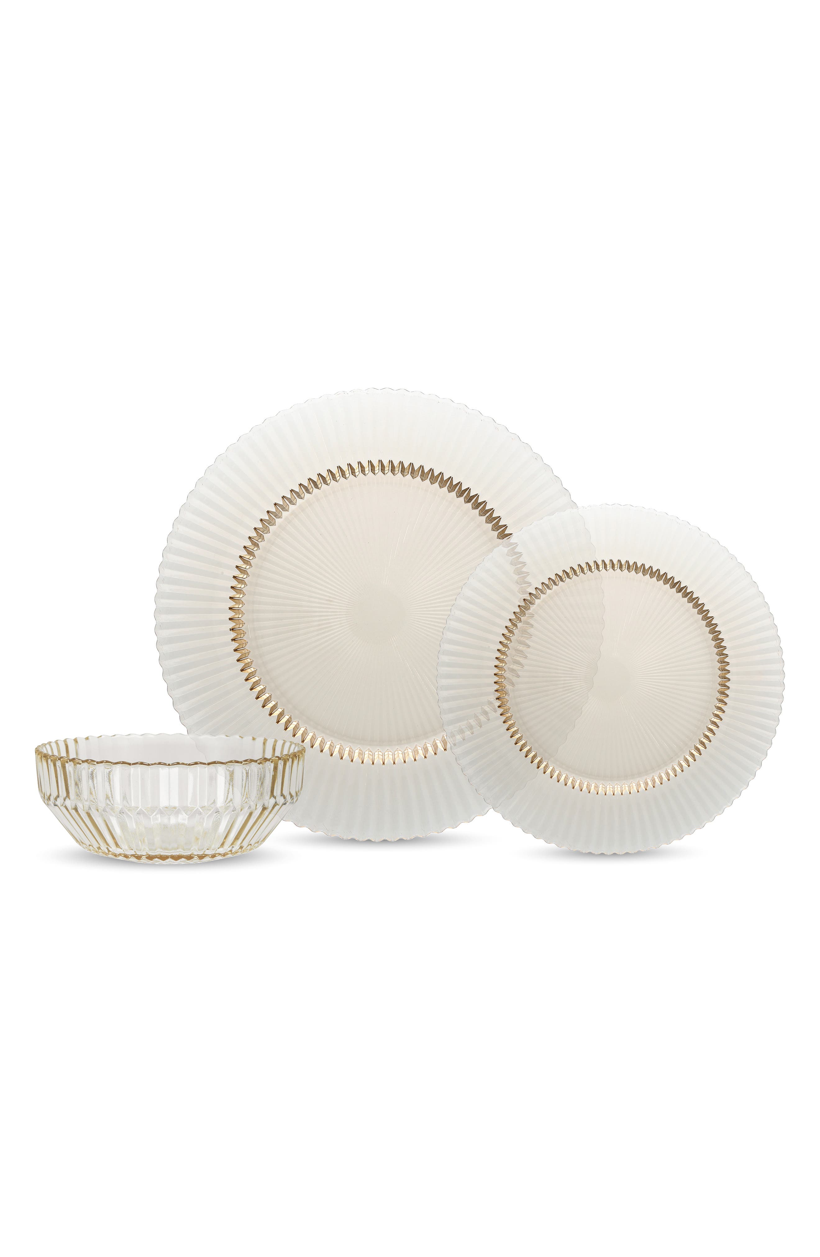 Fortessa Archie 12-Piece Glass Dinnerware Set in Ginger 