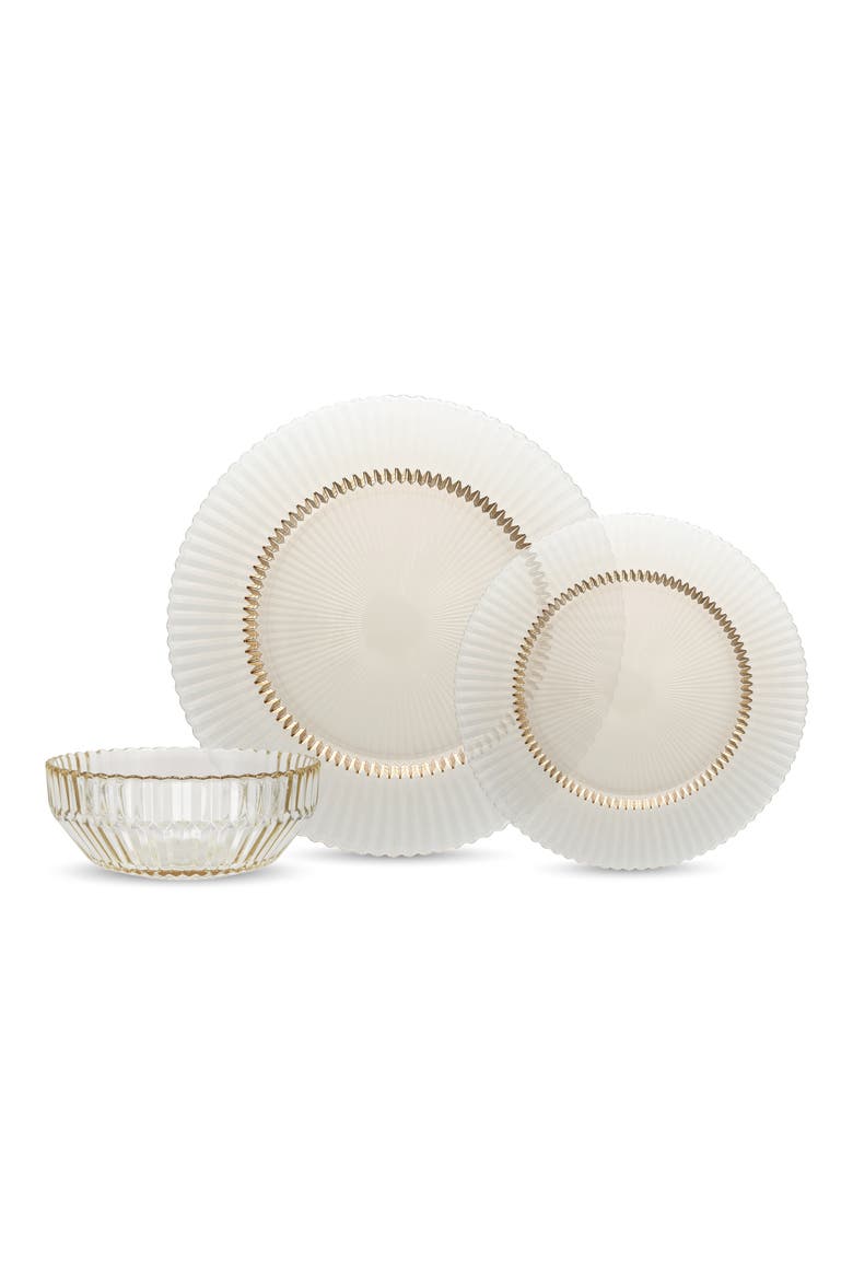Archie 12-Piece Glass Dinnerware Set, Main, color, GINGER
