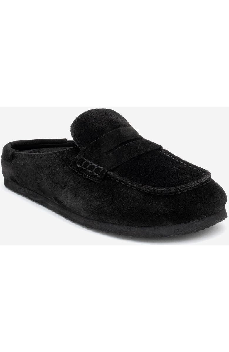 Forever & Always Shoes Priva Leather Slip-On Slipper, Alternate, color, Black Suede