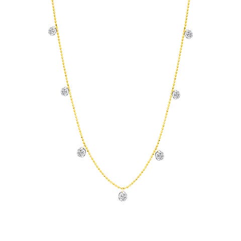 Small Floating Diamond Necklace in Yellow