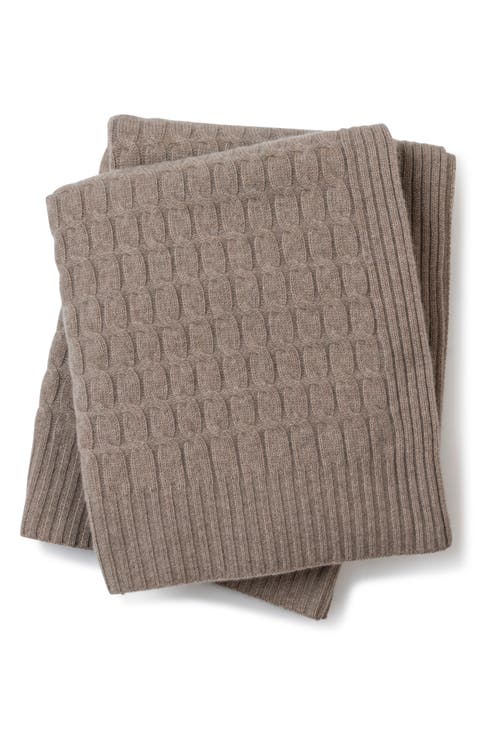 Veneto Cable Knit Cashmere Throw Blanket