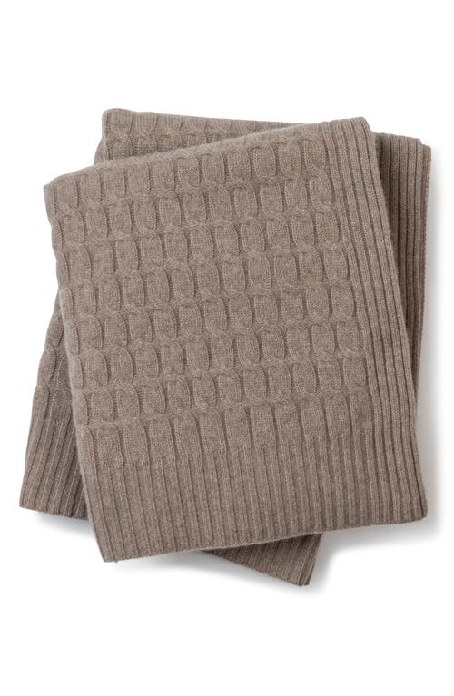 Sofia Cashmere Veneto Cable Knit Cashmere Throw Blanket In Brown
