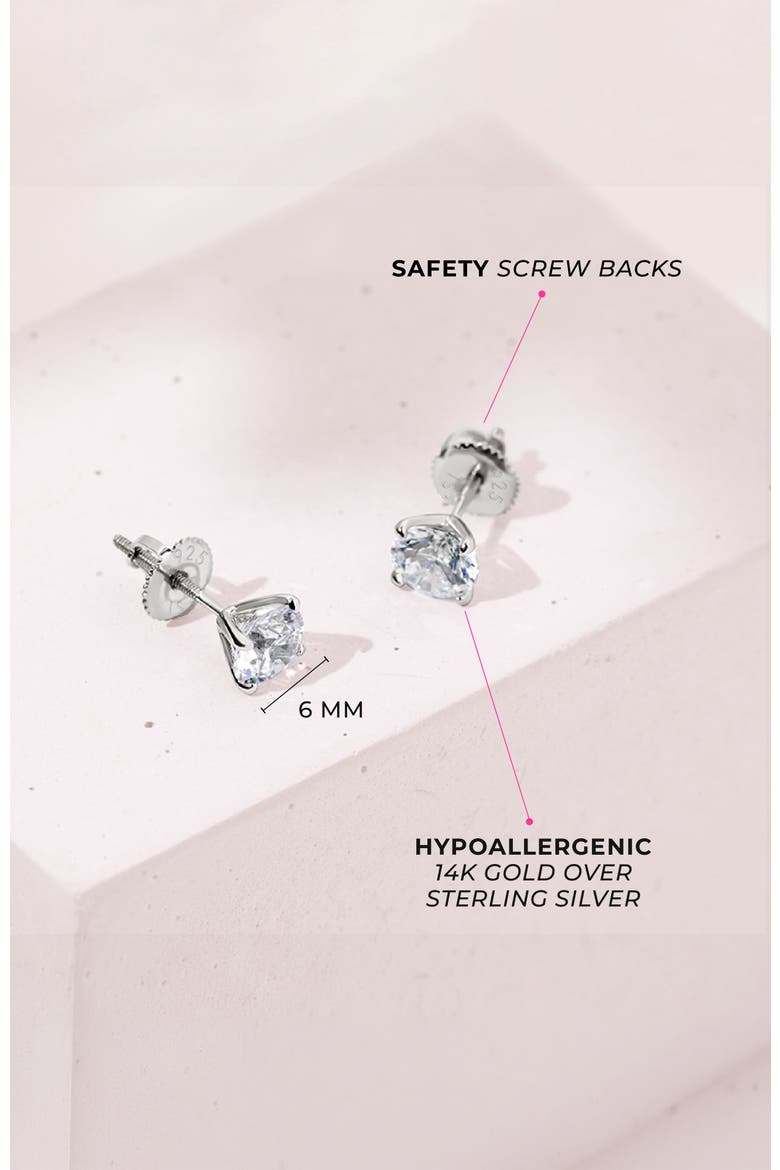 Prong Set Stone Earrings, Alternate, color, Silver