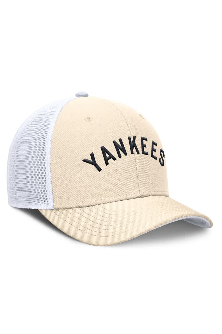 Men's Nike  Natural New York Yankees Cooperstown Collection Dri-FIT Rise Trucker Adjustable Hat, Alternate, color, Natural