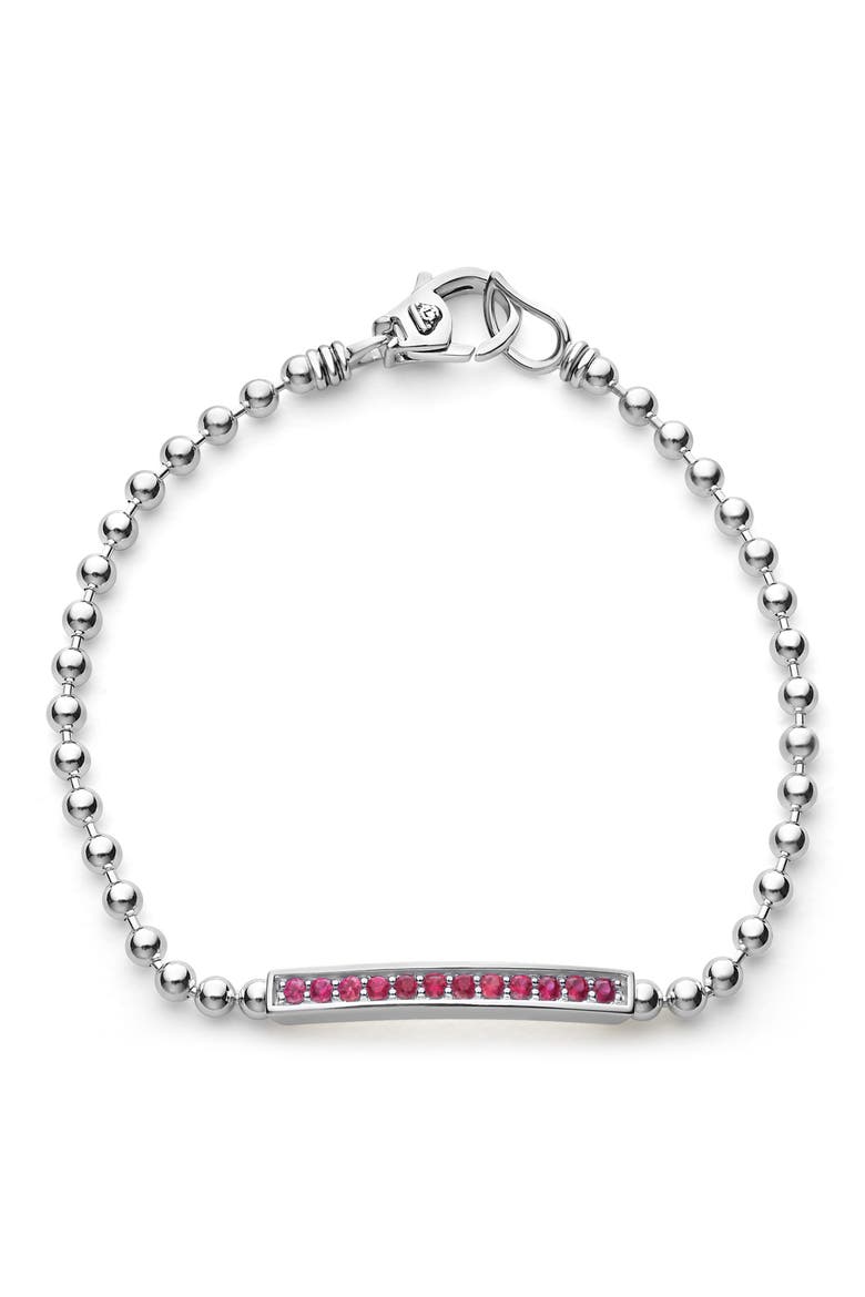 Caviar Spark Ruby Bar Bracelet, Main, color, SILVER