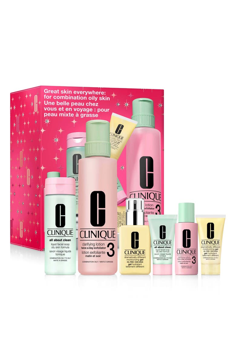 Clinique Great Skin Everywhere Skincare Gift Set for Combination to Oily Skin $120 Value, Main, color, 