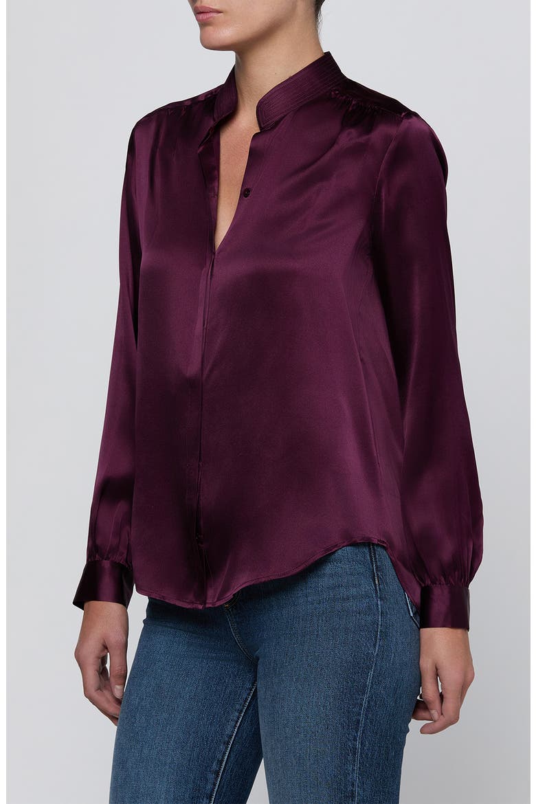 Bianca Silk Satin Blouse, Alternate, color, DARK PLUM