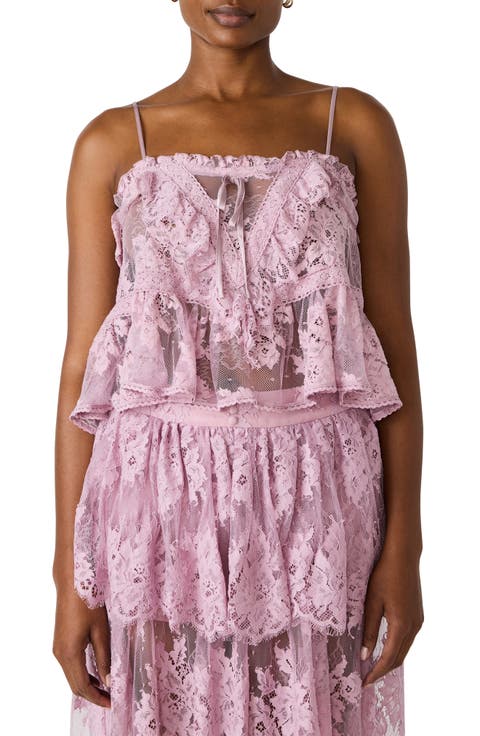 Arietty Lace Ruffle Trim Babydoll Top