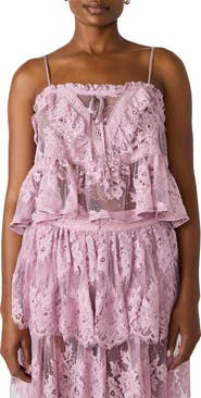 Steve Madden Arietty Lace Ruffle Trim Babydoll Top