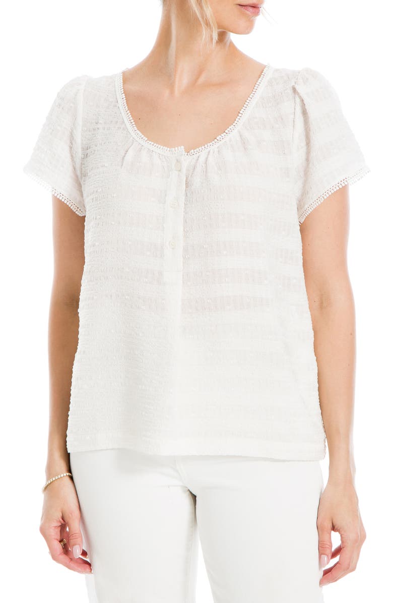 MAX STUDIO Swiss Dot Button Top, Main, color, Ivory-Ivory