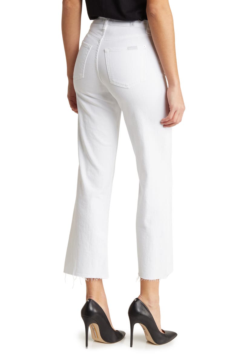 7 For All Mankind Alexa Crop Straight Leg Jeans, Alternate, color, White W/ Cut Hem